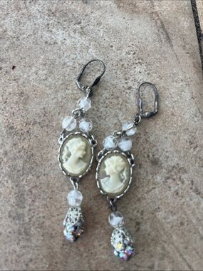 Vintage-Inspired Ivory Cameo Dangle Earrings for Women